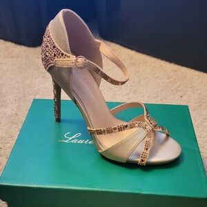 Lauren Lorraine Gold Strappy Heels 6